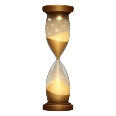 An hourglass with glowing Stardust beige sticker