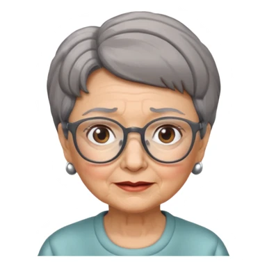 grandma, short gray and brown  hair and glasses sticker