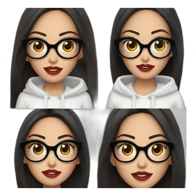 Megan Fox con lentes y suéter blanco pantalón negro sticker