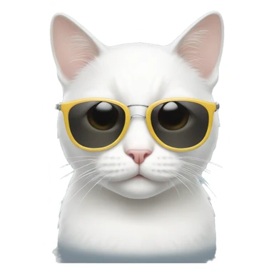 White cat with sunglasses sticker