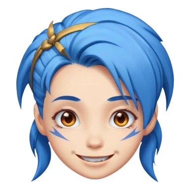 Jinx smiling at you with tricky challenging face sticker