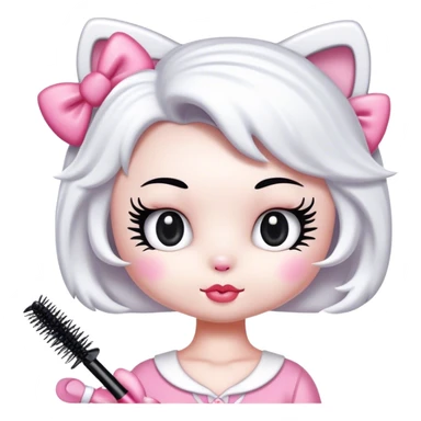  hello Kitty with an eyelash mascara spoolie sticker