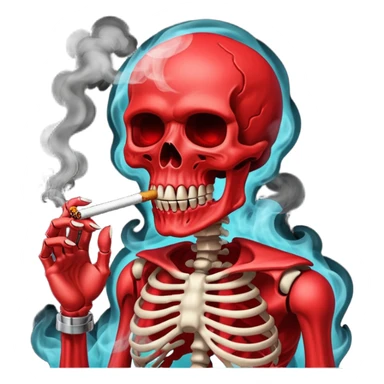 Scary red skull with body and smoking sticker