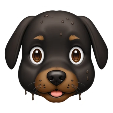 very muddy and dirty black dog face that doesnt look like pattern sticker