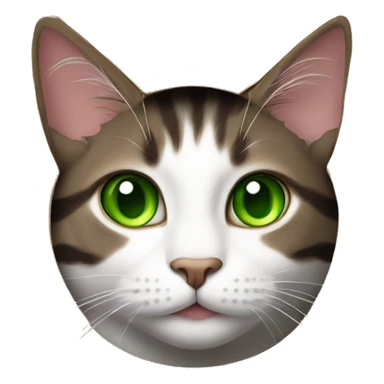 Dark Brown and white tabby cat with green eyes in a cardboard box sticker