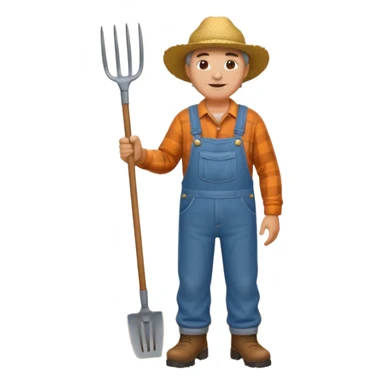 Farmer with Straw Hat
A middle-aged farmer wearing overalls and boots, holding a pitchfork or a bundle of hay. sticker