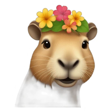 capybara with a flower on his head sticker