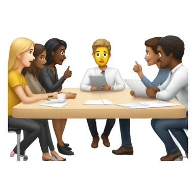 team meeting at a table sticker