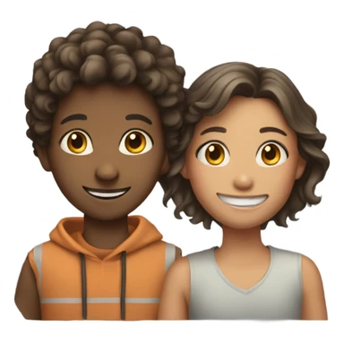 smiling girl with boys sticker