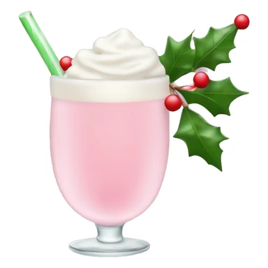pastel pink christmas drink, with mistletoe on the top of it sticker
