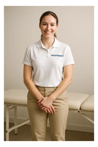 full body physiotherapist in professional attire, friendly pose, neutral environment sticker
