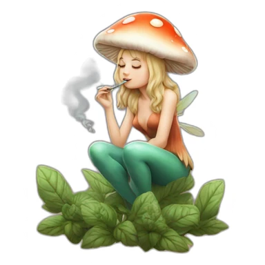 cute mushroom fairy smoking herbs sticker