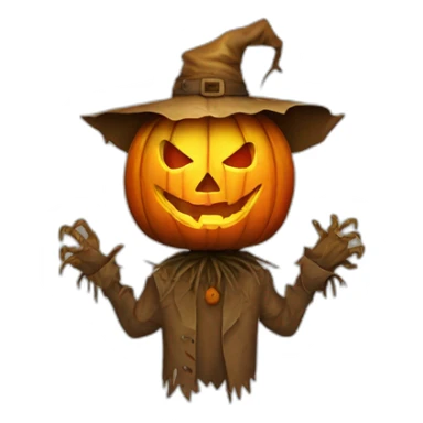 evil scarecrow with jack o lantern head dj sticker