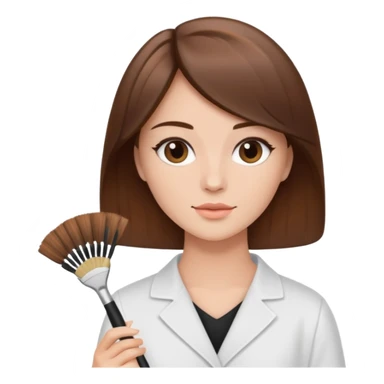 Brown haired aesthetician, holding fan brush sticker