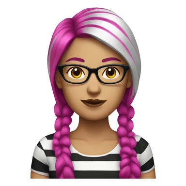 white women with magenta and black stripes hair and glasses sticker