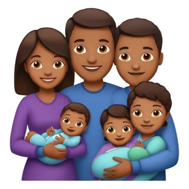 brown family with mom dad teenage daughter toddler son and baby sticker
