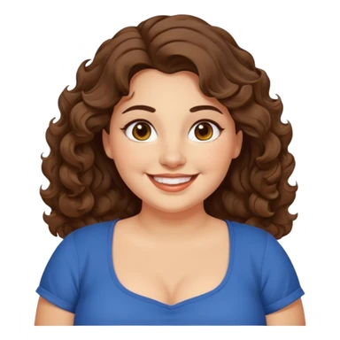 30 yr old italian woman, chubby, brown wavy hair, big brown eyes, huge smile, fancy dress, no bangs, t shirt sticker