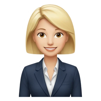blonde female CEO in her thirties, smiling, professional attire sticker