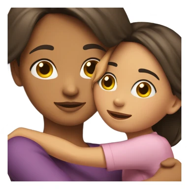 brunette girl hugs brunette mom sticker