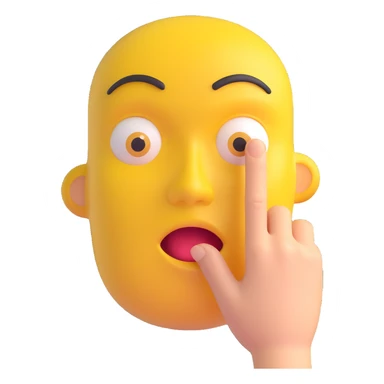 3D emoji of a yellow face with closed mouth and finger in front, 'shh' expression sticker