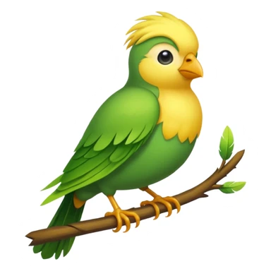 A bird with color green and his head yellow sticker