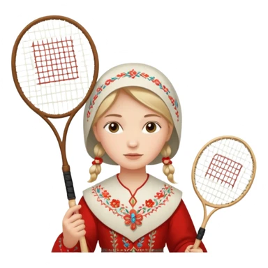 ancient russia girl with 1 badminton racket sticker
