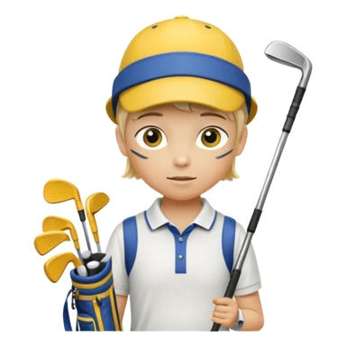 young child beginner golfer yellow default skin. with golf bags on their backs  sticker