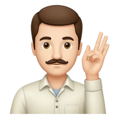 man with small mustache raising his hand sticker