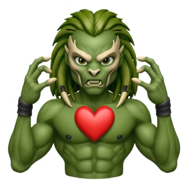 predator from the movie predator making heart sign with hands sticker