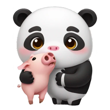 Pig and panda holding hands  sticker