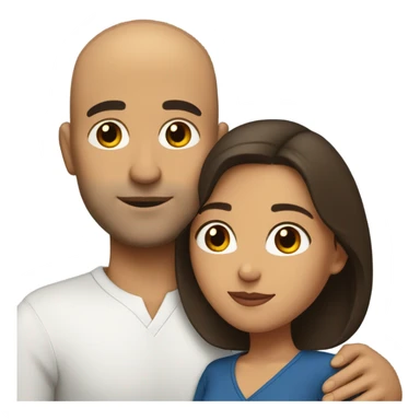 Comforting hug from brunette Puerto Rican with dark brown eyes to shorter bald male sticker