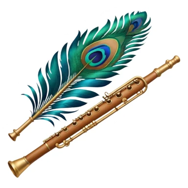 Peacock feather and flute sticker