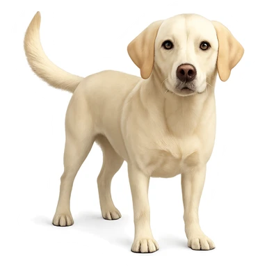 labrador girl, standing, wagging tail, light fur, big ears sticker