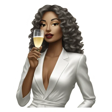 Hyper Realistic beautiful high fashion model drinking champagne  sticker