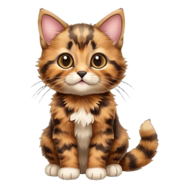 A high-resolution photo-realistic digital illustration of a brown tortoiseshell kitten, chest upward sticker