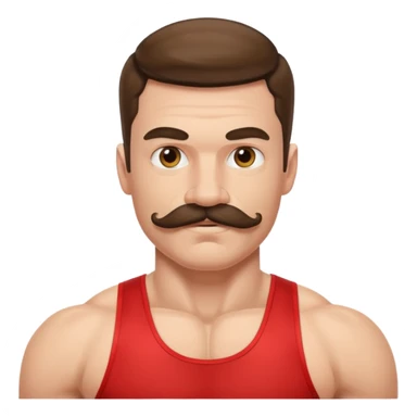 athlete with moustache sticker