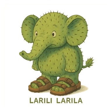 Larili Larila, cactus-skinned elephant with big Birkenstock sandals sticker