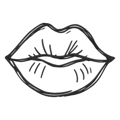 lipstick lip mark, hand drawn doodle style sticker