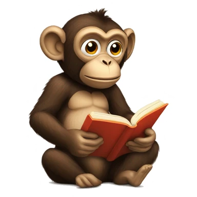 monkey reading book sticker