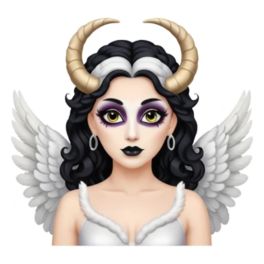 Drag queen with angel wings and ram horns sticker