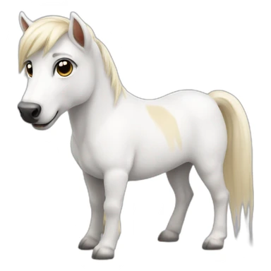 White pony with Jack Russel terrier sticker