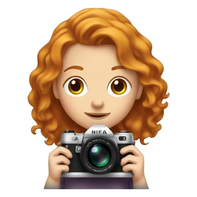 A girl ginger heair holding a camara sticker