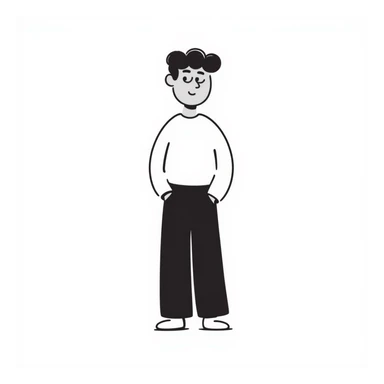 Hand-drawn figure in casual clothing, standing pose sticker