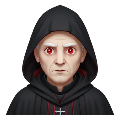 cursed village priest portrait, head and shoulders only, dark hooded robe, mysterious expression, subtle red accents, eerie glow, gothic village atmosphere, 3D cartoon, mobile game icon style, clean background, no text, no watermark

 sticker