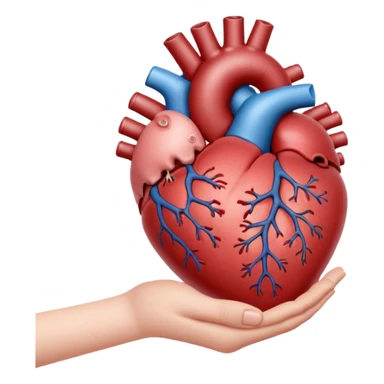 hand holding heart organ sticker