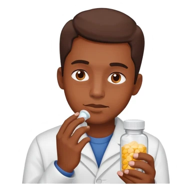Brown guy smelling salt while holding pill bottle sticker