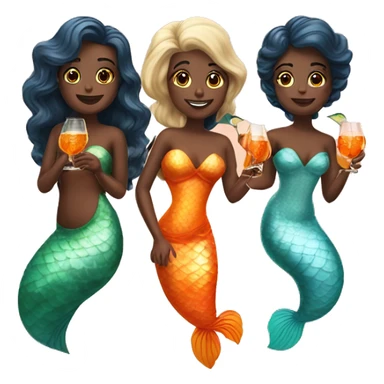 Three beautiful mermaidsdrinking aperol spritz sticker