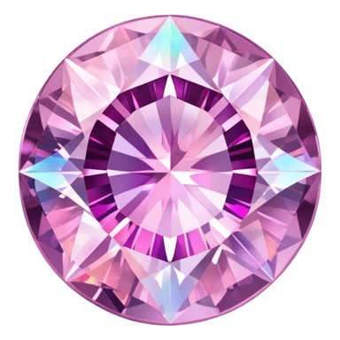 round cut kunzite gem with delicate light pink color, holographic rainbow fire, and brilliant facets sticker