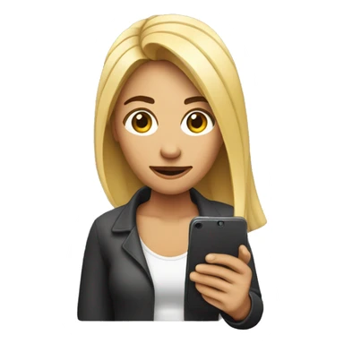 woman holding phone to viewer. sticker