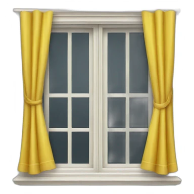 Window with yellow curtain  sticker